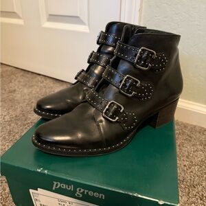 Paul Green Soho Black Studded Ankle Boots